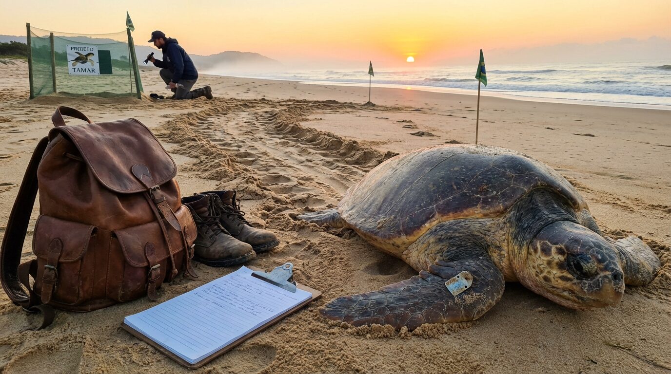 Mais velha desovando no Brasil, tartaruga-cabeçuda retorna à mesma praia no Espírito Santo após 37 anos, escancara a dura sobrevivência dos filhotes e celebra o êxito do monitoramento do Projeto Tamar