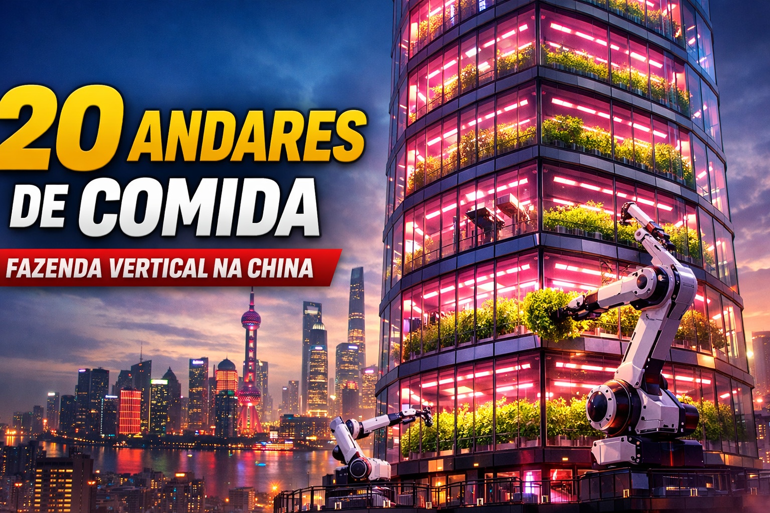 China constrói torres agrícolas automatizadas com 20 andares, fazendas verticais robotizadas que produzem colheitas em ciclos de 35 dias e redefinem o futuro da produção de alimentos em áreas urbanas densas 