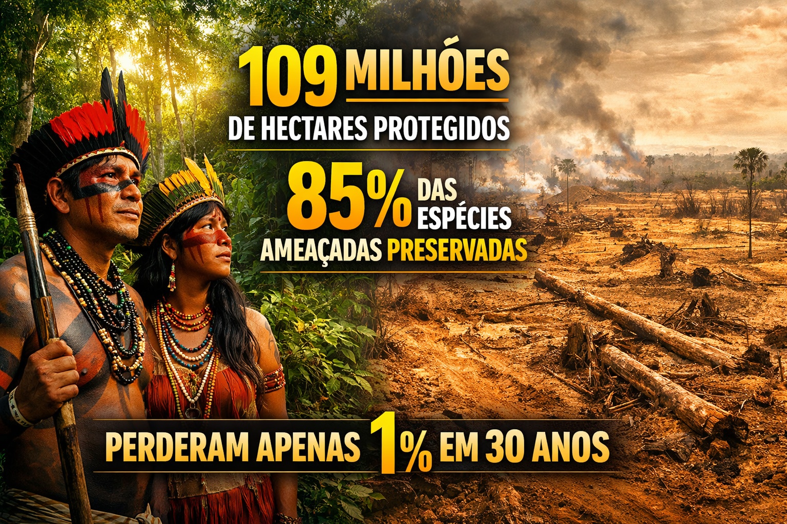 Povos indígenas protegem 109 milhões de hectares e preservam 85% das espécies ameaçadas no Brasil: em 30 anos perderam apenas 1% de vegetação e agora lideram restauração de milhares de hectares com técnicas ancestrais