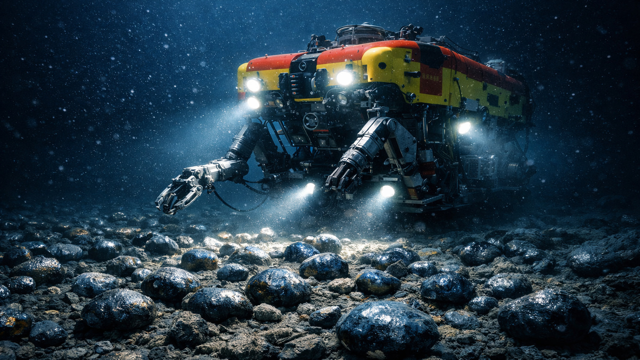 A más de 4.000 metros en el fondo del océano, robots chinos prueban la extracción de nódulos polimetálicos ricos en níquel, cobalto y manganeso, colocando a China en el centro de la nueva carrera global por la minería submarina