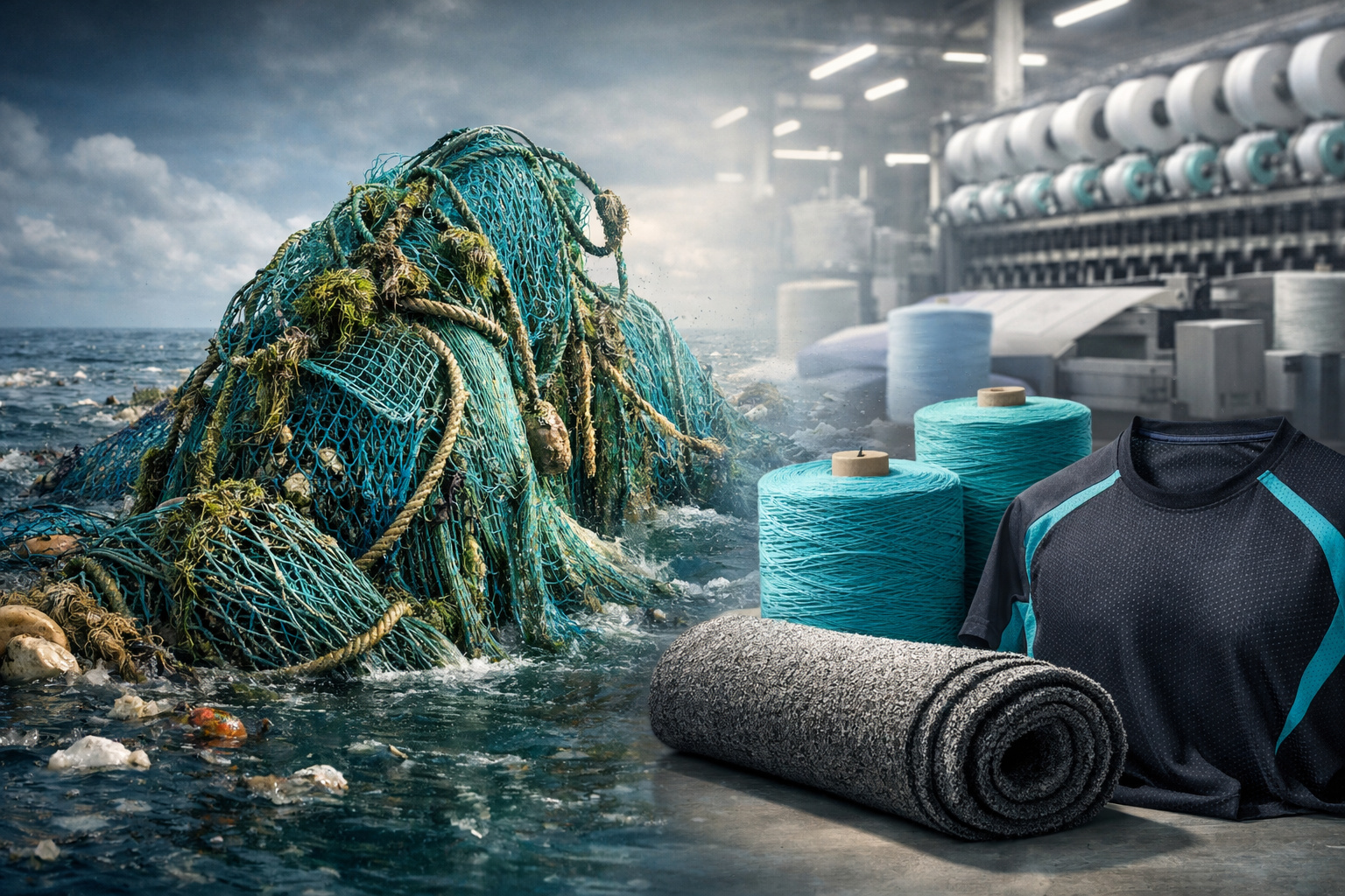 Redes de pesca abandonadas viram matéria-prima global: programas iniciados no Chile transformam “plástico fantasma” em tapetes, roupas esportivas e uma nova indústria bilionária