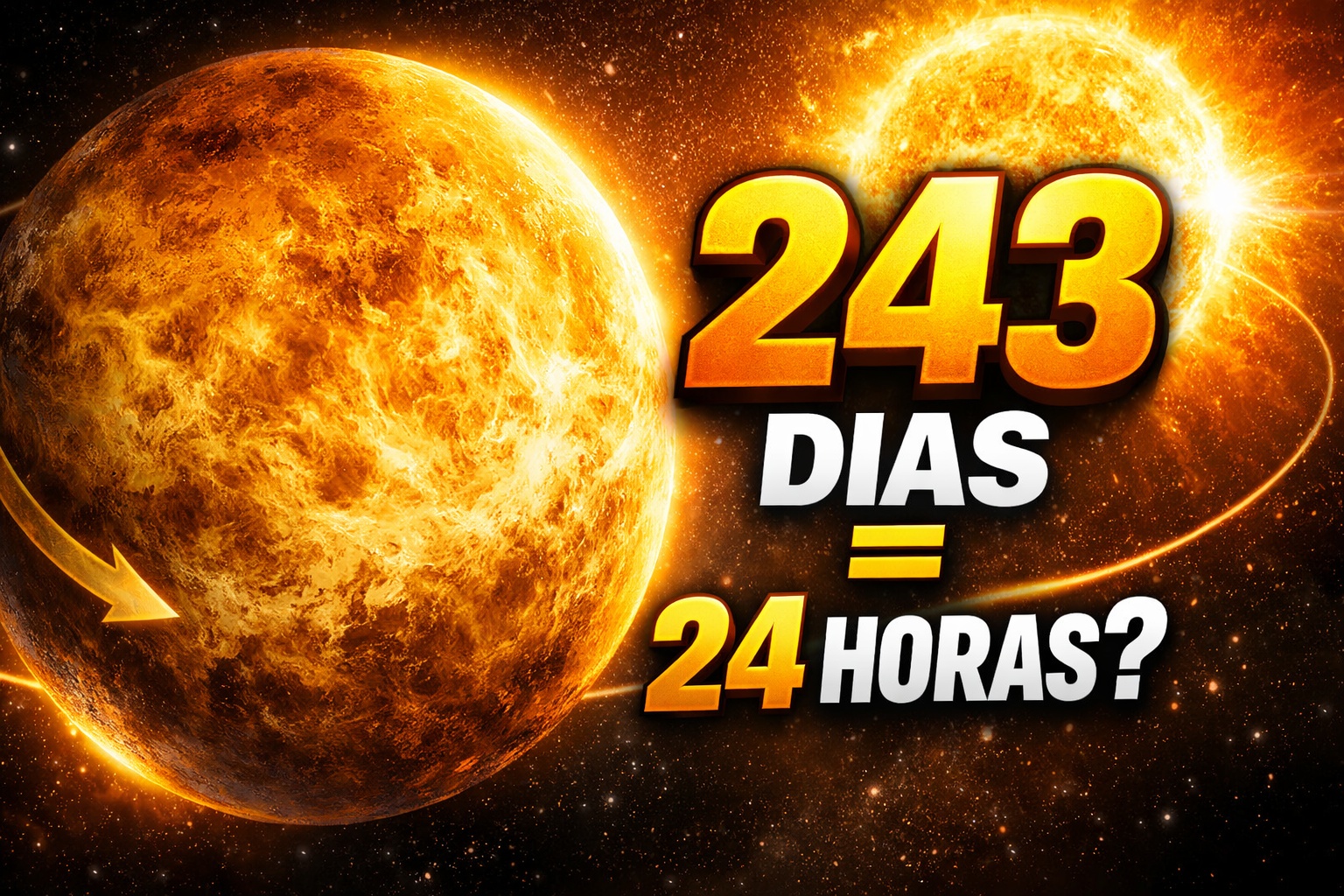 Poucas pessoas sabem, mas o tempo em Vênus desafia a lógica: o planeta leva 243 dias terrestres para girar sobre si mesmo e apenas 225 para dar a volta no Sol