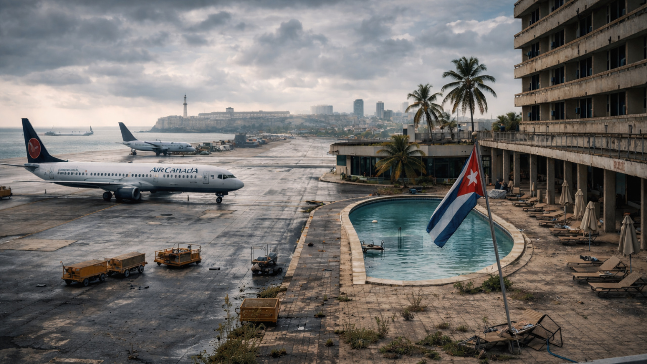 Escassez de combustível devido ao embargo ao petróleo imposto pelos EUA resulta em cancelamento de voos, hotéis fechados e impacto devastador no turismo cubano durante a alta temporada.