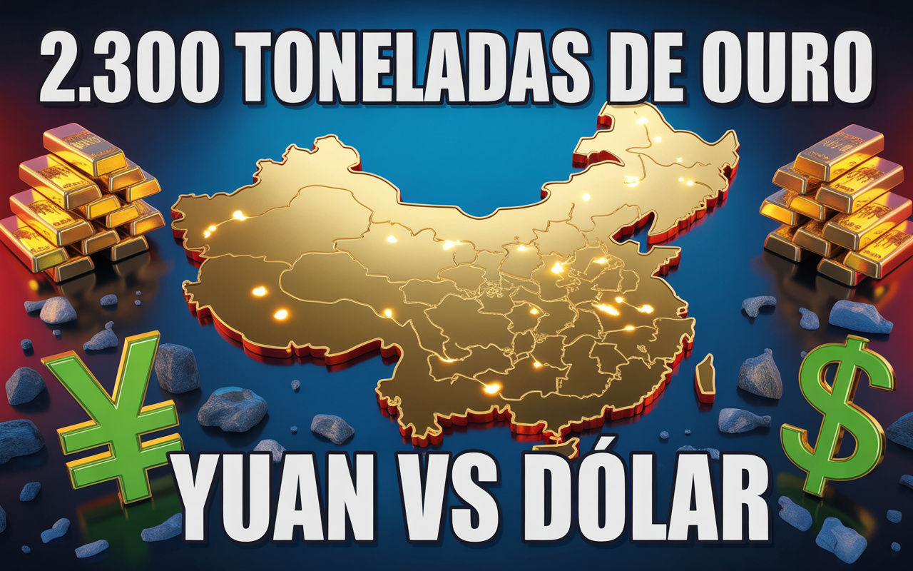 Com mais de 2.300 toneladas de ouro, domínio sobre terras raras estratégicas e avanço do yuan no comércio global, a China conecta mineração, moeda e poder para reduzir dependência do dólar