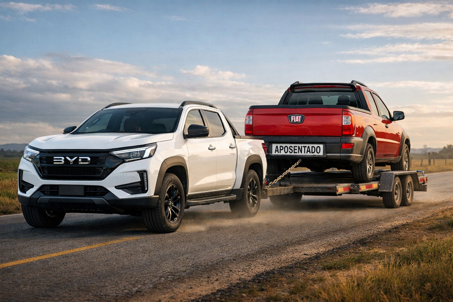 Protótipo de picape híbrida plug-in da BYD rival da Strada