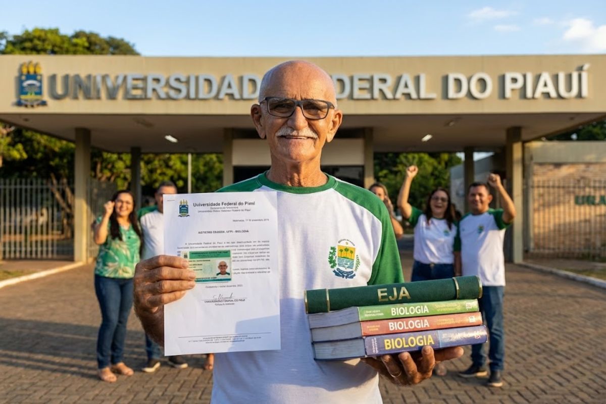 EJA e escola pública ganham rosto: avô aprovado na UFPI em Ciências Biológicas volta ao campus; Sisu mostra 311 aprovações no Piauí.