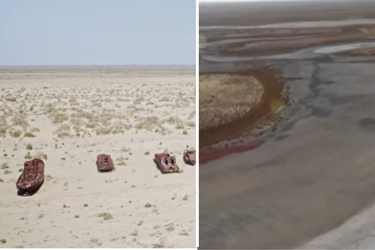 Após colapso do Mar de Aral causado por canais de irrigação soviéticos, barragem de 13 km construída no Cazaquistão conseguiu recuperar parte do lago, reduzir salinidade
