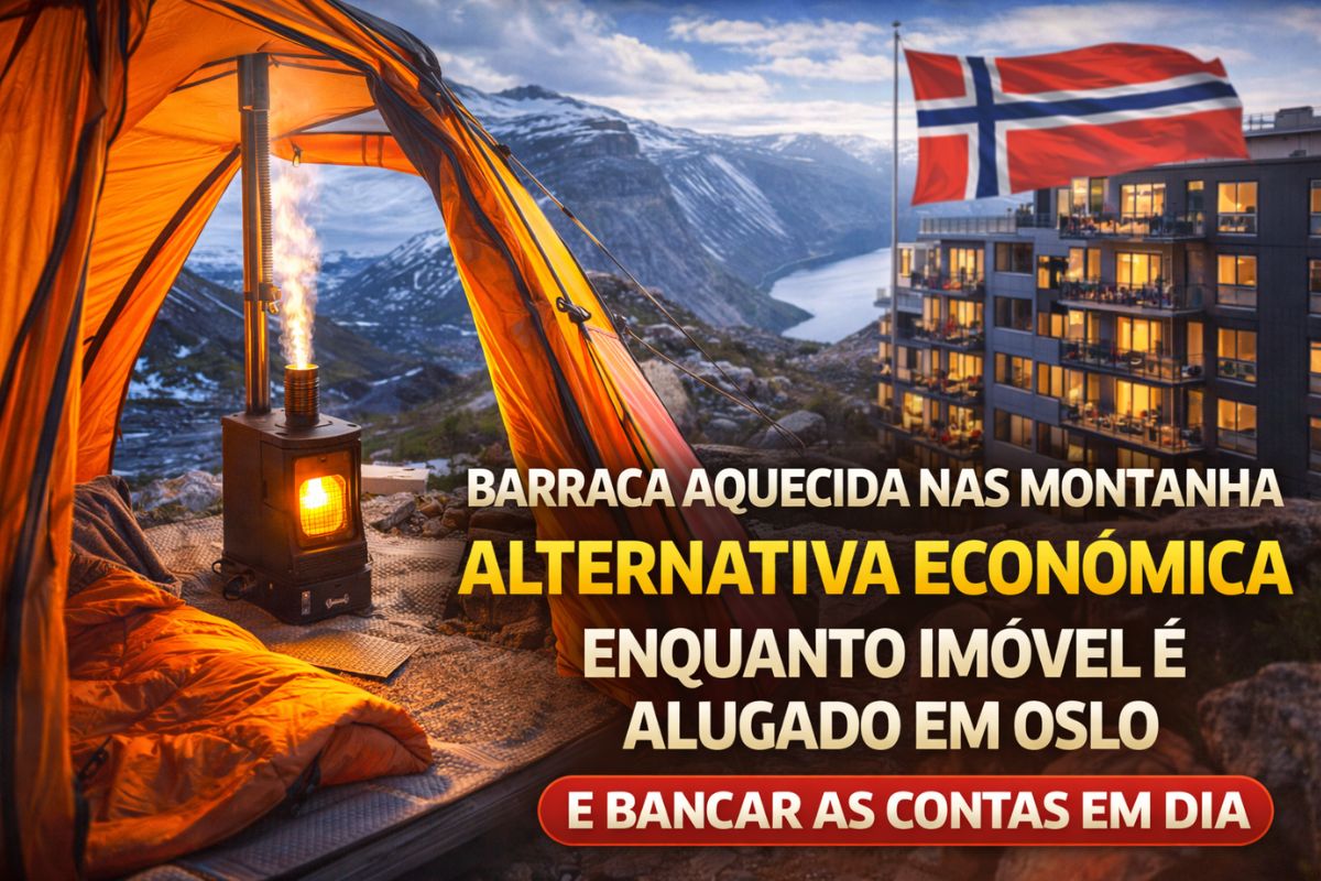 Barraca aquecida nas montanhas vira alternativa para reduzir drasticamente os gastos enquanto imóvel em Oslo é alugado para ajudar a pagar financiamento e manter as contas em dia