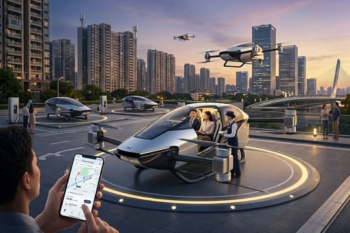 táxis voadores eVTOL em Wuhan: aviação de baixa altitude exige cobertura móvel para operar como app em parques e condomínios.