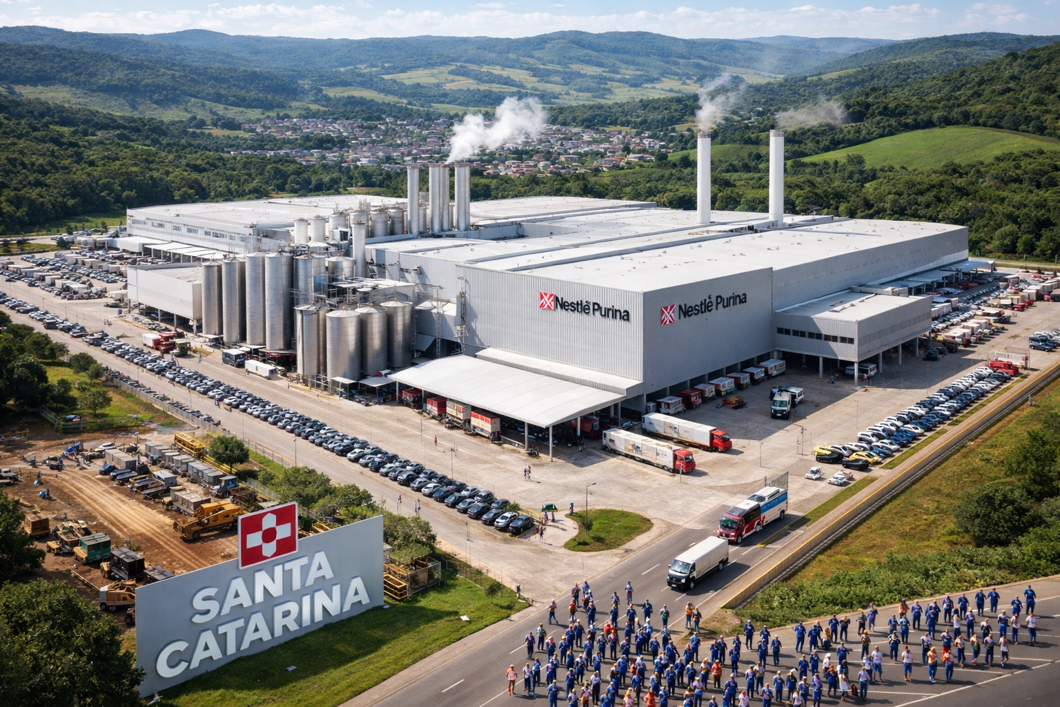 Fábrica bilionária de alimentos para pets inaugurada em Santa Catarina com trabalhadores e estrutura industrial moderna que gera empregos no Brasil.