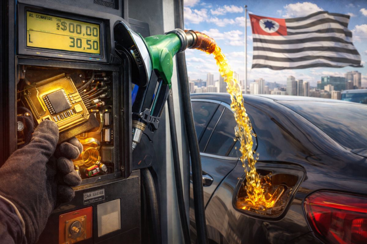 Chip ilegal em bombas de combustível rouba até 10% do abastecimento, desvia milhões por ano em São Paulo e faz motoristas pagarem mais por litros que nunca entraram no tanque