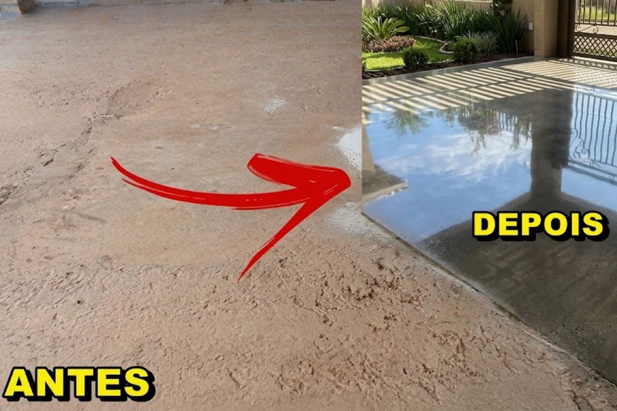 piso de concreto irregular recebe cimento autonivelante, resina e rolo fura-bolha em um método simples que nivela, dá brilho e reduz muito o custo da reforma.