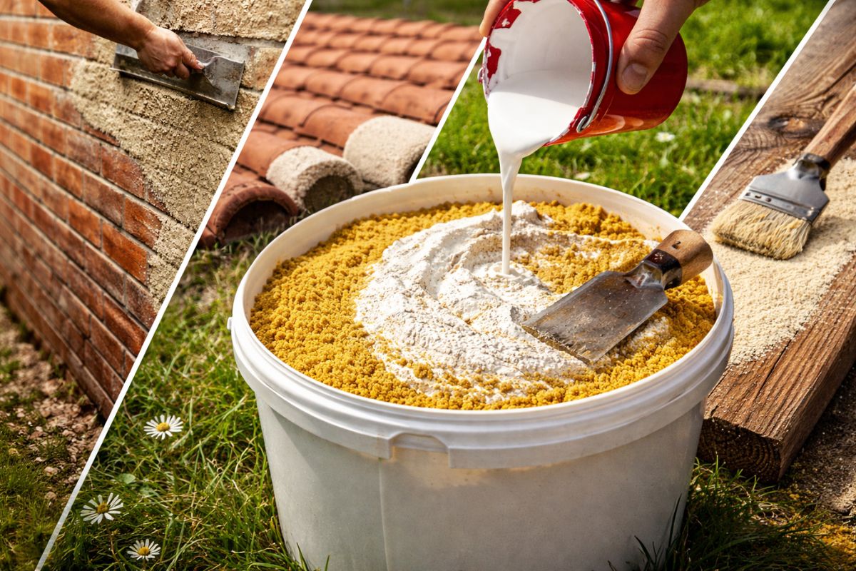 A tinta acrílica com cola PVA e areia fina cria textura e acabamento mais robustos para paredes, telhas, madeira e concreto.