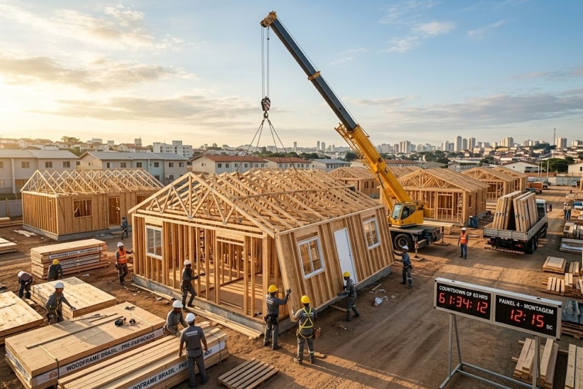Casa popular em wood frame ganha força com a Tecverde no Paraná, acelera a construção, mantém custo próximo da alvenaria e coloca a obra industrializada no centro do debate habitacional.