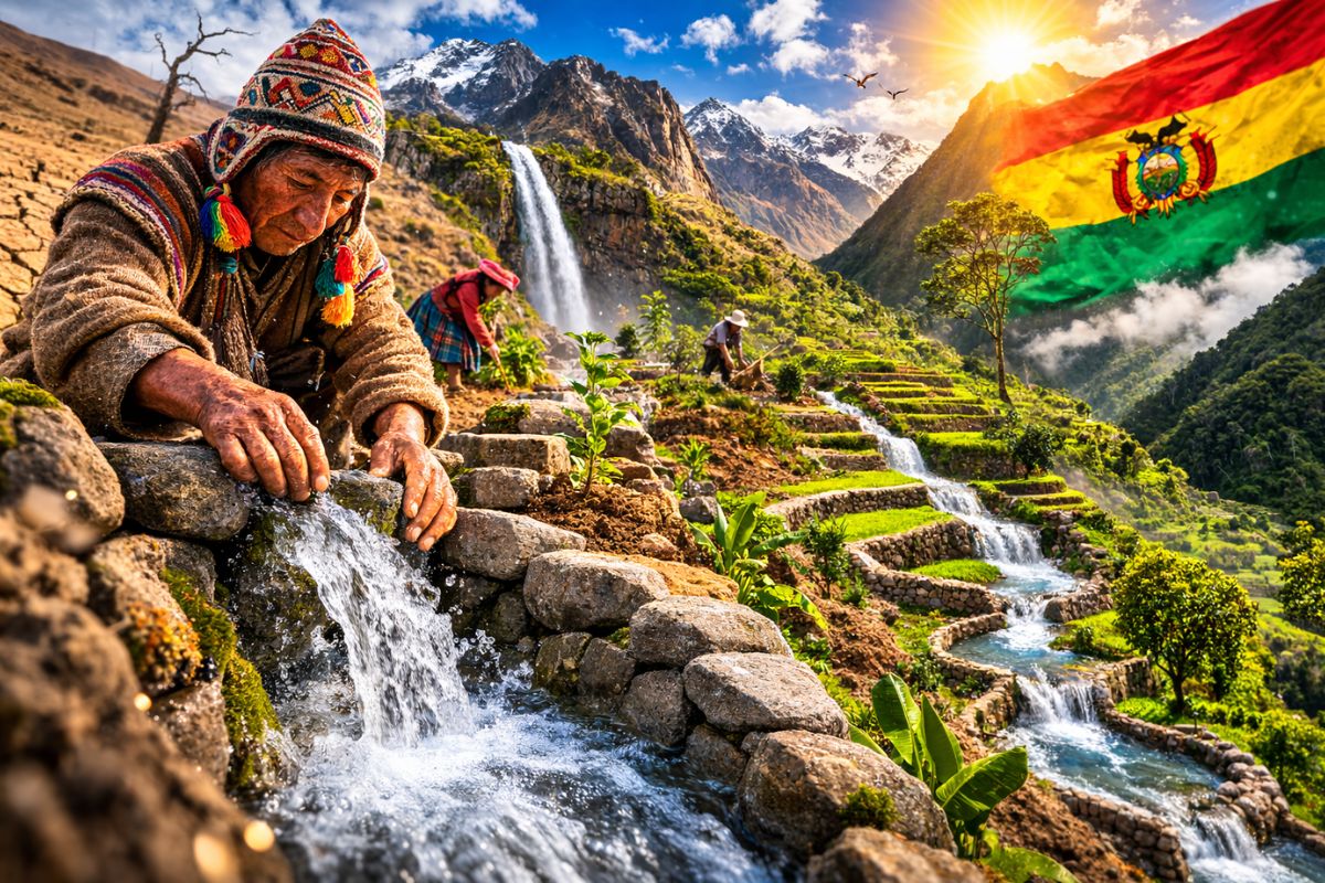 Com técnicas incas ancestrais, Bolívia faz água voltar às montanhas, recupera áreas secas, refloresta encostas inteiras e reduz deslizamentos em um dos cenários mais extremos dos Andes