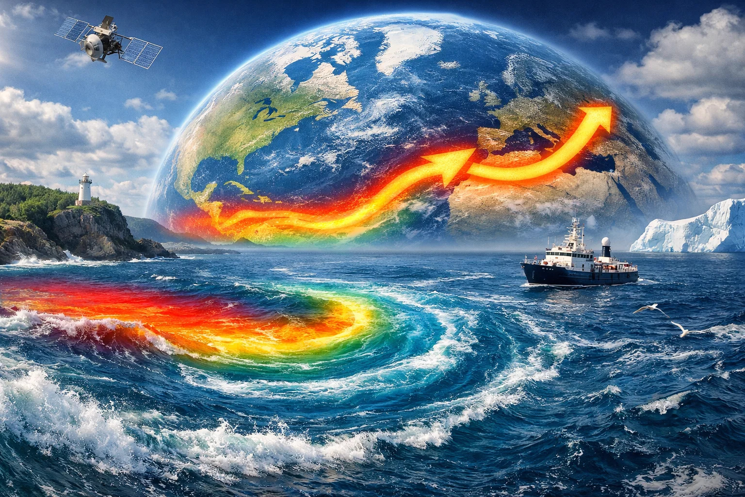 Corrente do Golfo gigantesca do Atlântico começa a mudar de posição, cientistas detectam deslocamento e levantam alerta sobre possível enfraquecimento do maior sistema de circulação oceânica do planeta