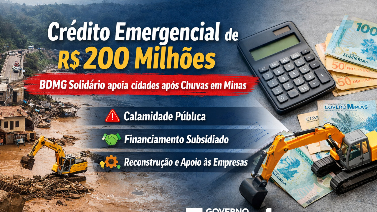 Pacote de R$ 200 milhões do BDMG Solidário oferece crédito emergencial a empresas e municípios em calamidade pública após as Chuvas em Minas.