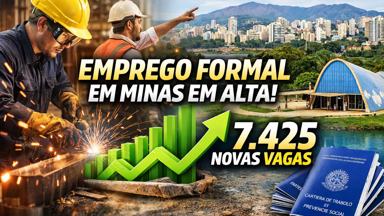 Caged Minas aponta retomada do emprego formal em janeiro com 7,4 mil vagas, impulsionadas por indústria e construção civil.