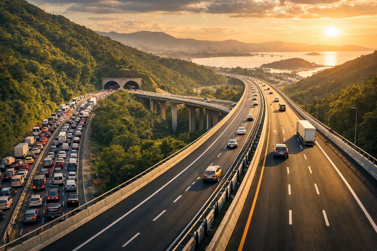 megarodovia Via Mar na BR-101: PPP com pedágio promete reduzir Joinville–Florianópolis e aliviar gargalos em Santa Catarina.