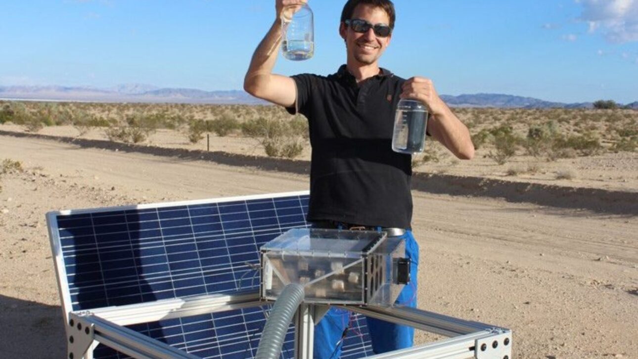 Dispositivo inovador consegue produzir água potável a partir do ar seco do deserto usando material MOF e energia solar, mesmo com apenas 7% de humidade.