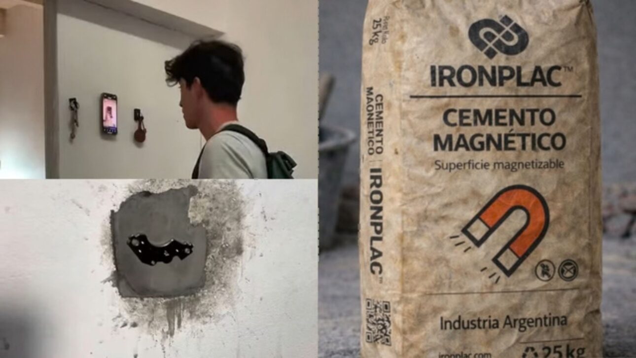 El revestimiento llamado Ironplac transforma paredes en superficies magnéticas y permite colgar objetos con imanes, sin perforaciones, suciedad ni taladro.