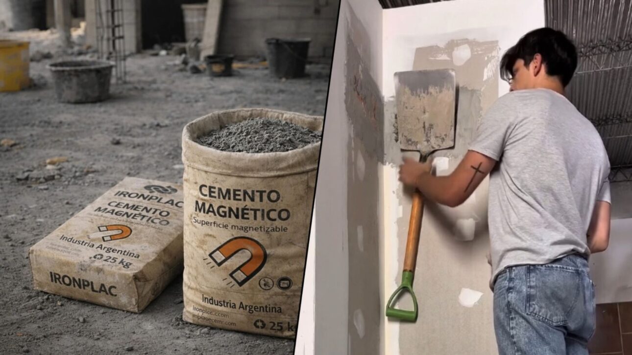 El revestimiento llamado Ironplac transforma paredes en superficies magnéticas y permite colgar objetos con imanes, sin perforaciones, suciedad ni taladro.