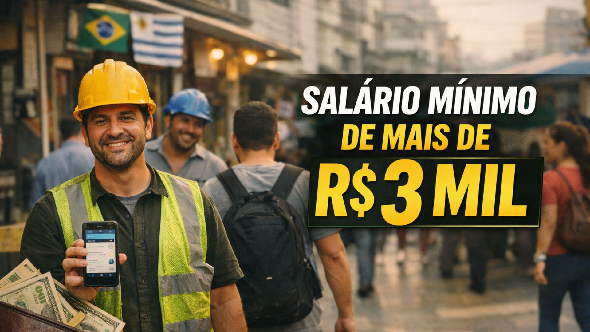 Uruguai lidera ranking de salário mínimo na América Latina com US$ 629, enquanto o Brasil paga R$ 1.621 e ocupa apenas a 14ª posição.