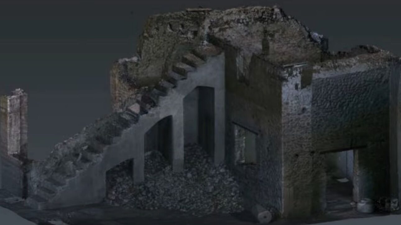 Arqueólogos recrean digitalmente parte perdida de Pompeya con escaneado 3D y gemelo digital y revelan escalera misteriosa en la Casa del Tiaso.