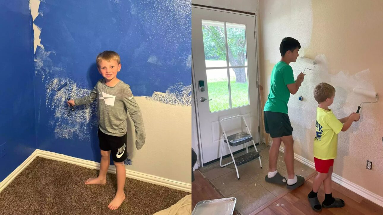 Vídeo muestra niño de 7 años instalando piso durante reforma de la propia casa y sorprende al aprender la técnica solo observando al padre.