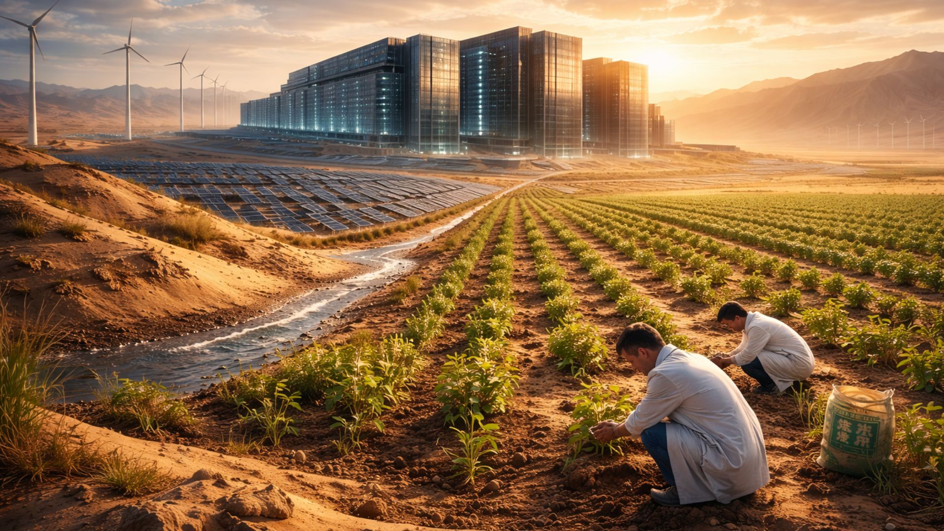 China transforma desertos em polos de tecnologia e recuperação ambiental com data centers eficientes e biotecnologia que acelera a regeneração do solo.