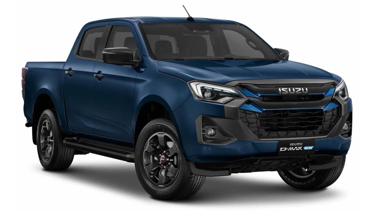 Picape elétrica Isuzu D-Max EV estreia em 2026 com tração 4x4, carga de 1 tonelada e reboque de 3,5 t, mirando o mesmo território da Toyota Hilux. (Imagem: divulgação)