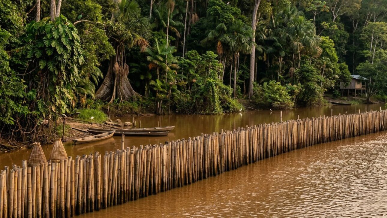 Diques de bambú instalados en la costa de Guayana ayudan a retener sedimentos y permiten el retorno natural de manglares en área antes amenazada por la erosión. (Imagen/ reproducción)