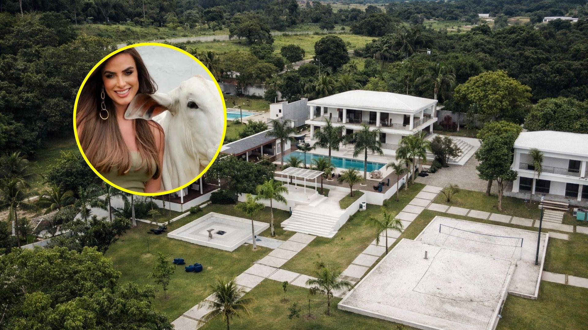 Sítio de Nicole Bahls em Itaboraí tem 20 mil m², mais de 80 animais, heliponto, capela privativa, horta e estrutura de lazer que chama atenção nas redes. (Imagem: reprodução/ Instagram)