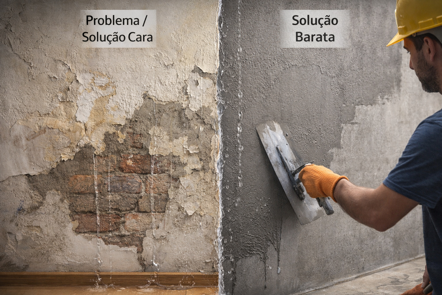 Em vez de gastar R$ 5.000 com reforma contra infiltração: pedreiro aplica impermeabilizante cimentício com aditivo por menos de R$ 800 e bloqueia umidade em paredes e lajes