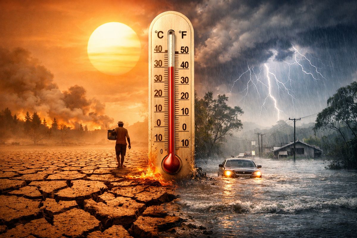 El Niño muda o inverno brasileiro com temperaturas acima da média, chuva no Sul e seca no Norte e Nordeste. imagem: IA