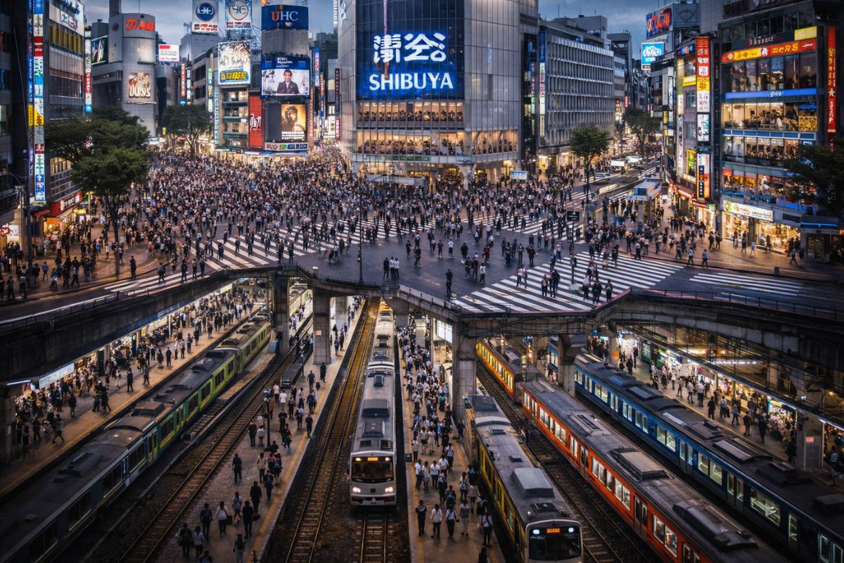 Japão mostra em Tóquio e Tachikawa como transporte público forte e zoneamento flexível ajudam a criar subúrbios mais densos, acessíveis, ativos e menos dependentes do carro.
