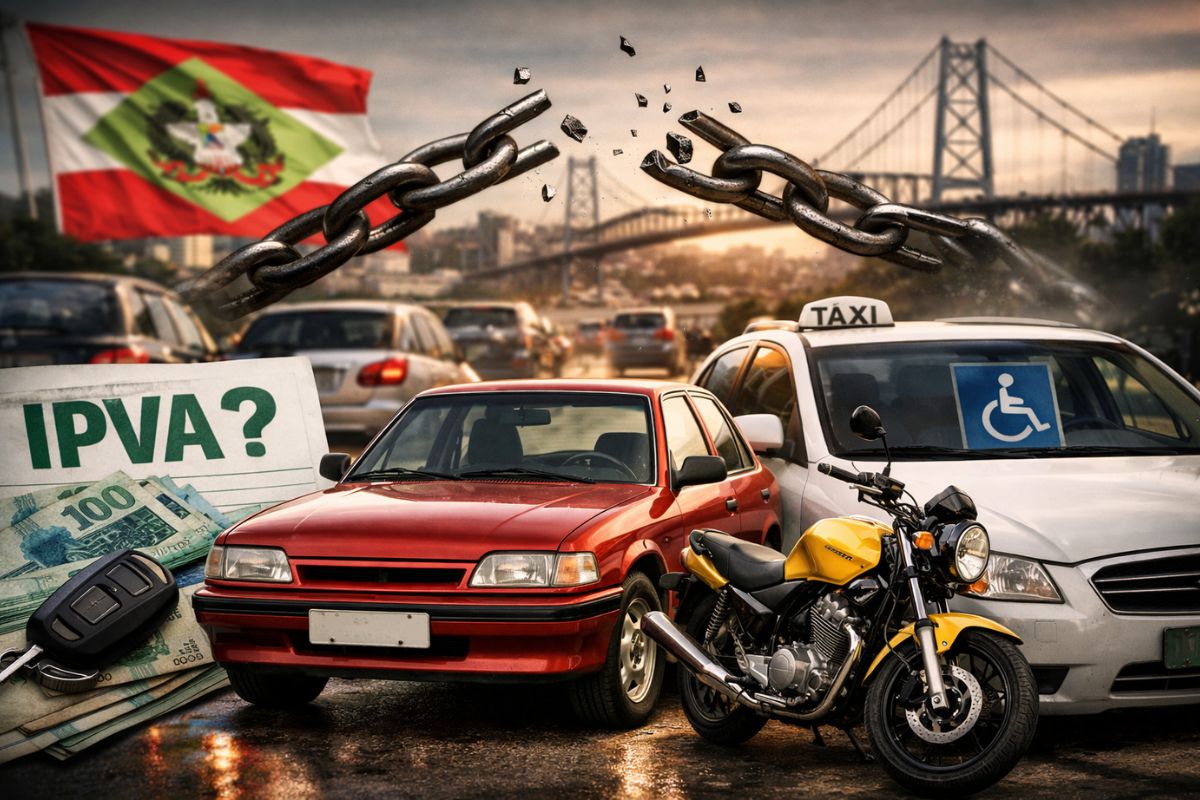 IPVA em Santa Catarina: isenção do IPVA para veículos com 20 anos ou mais e pessoas com deficiência muda regras de 2026.