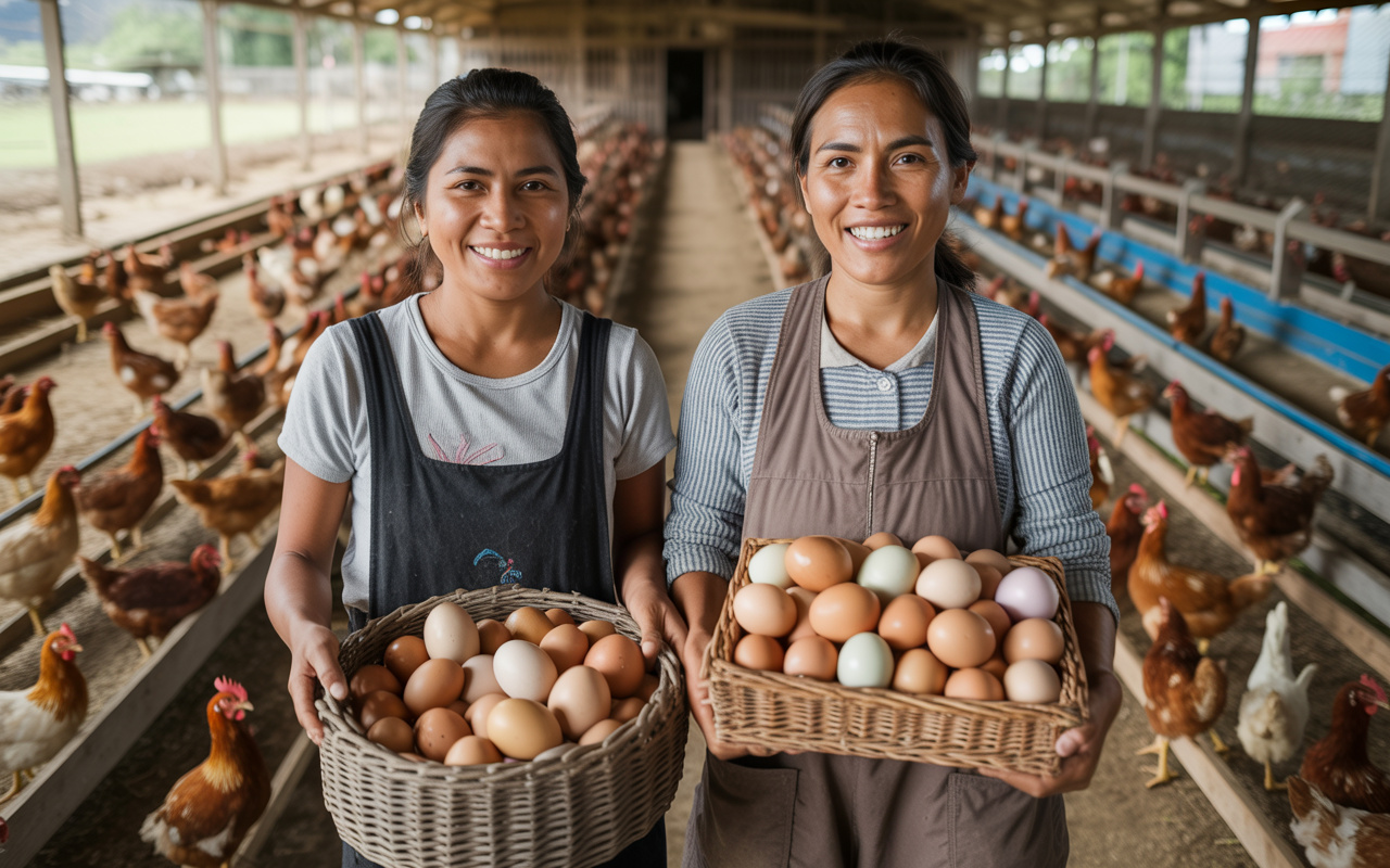 No agro da Guatemala, mãe e filha estruturam granja com 265 galinhas poedeiras, organizam venda em comércios locais e transformam produção diária de ovos em renda rural contínua