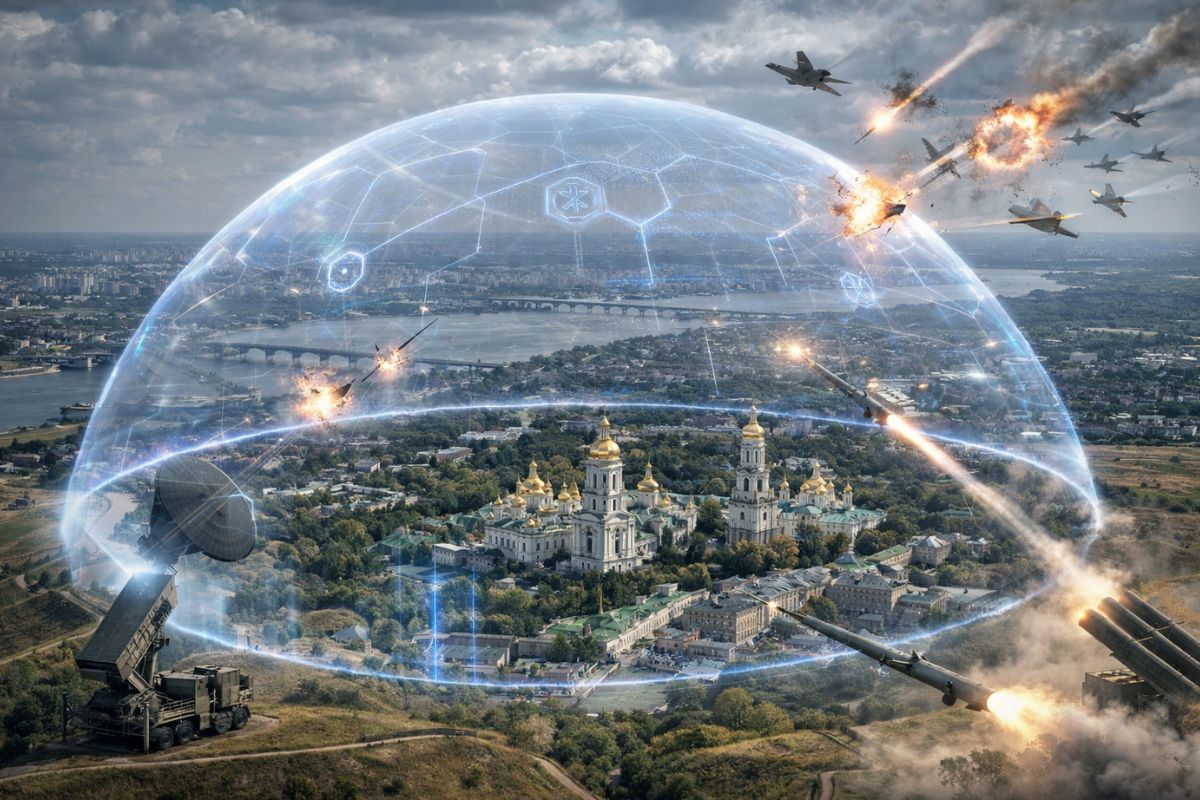 Novo sistema europeu de defesa Michelangelo Dome pode iniciar testes em combate na Ucrânia contra mísseis hipersônicos e reforçar defesa aérea europeia. imagem: IA