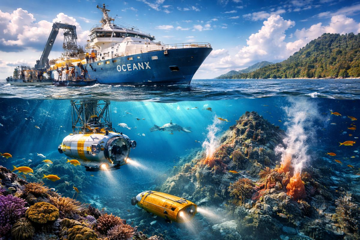 OceanX e agência científica da Indonésia iniciam expedição no Pacífico para explorar montes submarinos desconhecidos perto de Sulawesi e investigar biodiversidade