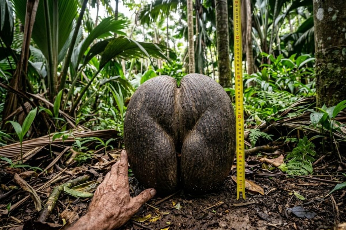 maior semente do planeta: coco-do-mar das Seychelles, Lodoicea maldivica, endosperma gigante e conservação em ilha.