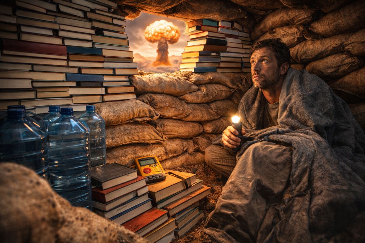Sem gastar fortuna, dá para improvisar um bunker em casa com livros, água e sacos de terra para reduzir a radiação nuclear e atravessar as 48 horas mais críticas vivo (1)