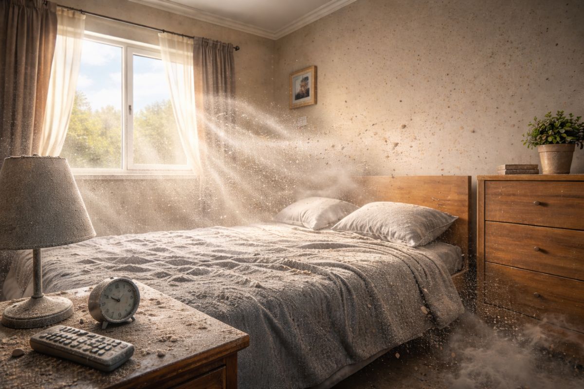 Você fecha tudo e mesmo assim a poeira volta o motivo surpreendente por trás da camada cinza que aparece no quarto parado e revela de onde ela realmente vem