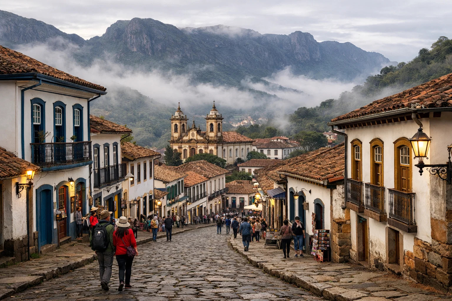 Centro histórico do Serro em Minas Gerais com casarões coloniais e ruas de pedra na Serra do Espinhaço