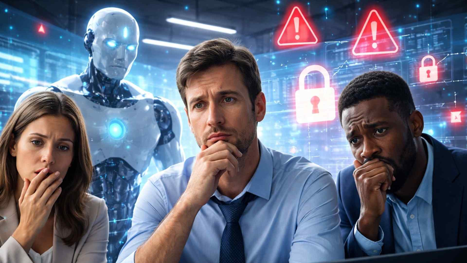 Estudo com 614 profissionais mostra que trabalhadores veem ganhos de eficiência com IA, mas 84% temem riscos cibernéticos, perda de empregos e impactos sociais.