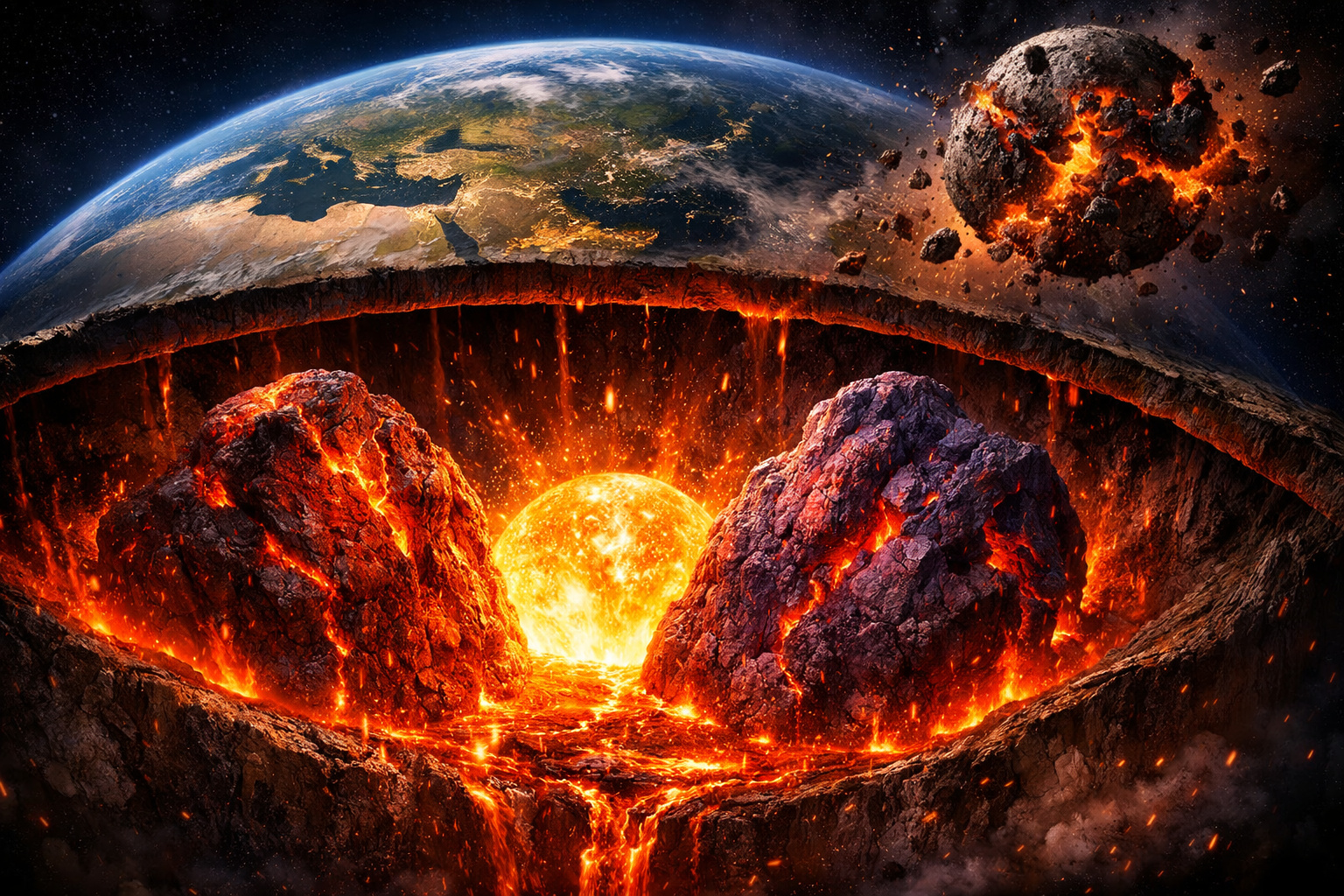 A 2.900 km abaixo da superfície da Terra, debaixo da África e do Pacífico, existem duas estruturas do tamanho de um continente e 100 vezes mais altas que o Everest e ninguém sabe ao certo o que são: podem ser resíduos do oceano de magma original da Terra ou fragmentos do planeta que colidiu com a Terra e formou a Lua.