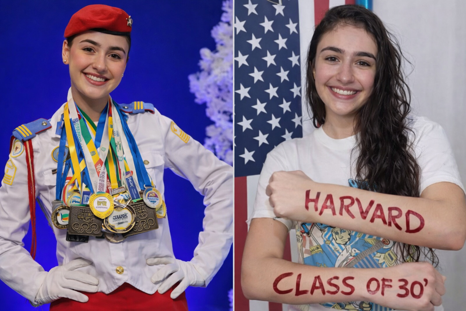 Estudante brasileira comemorando aprovação com bolsa integral em Harvard após processo seletivo internacional.