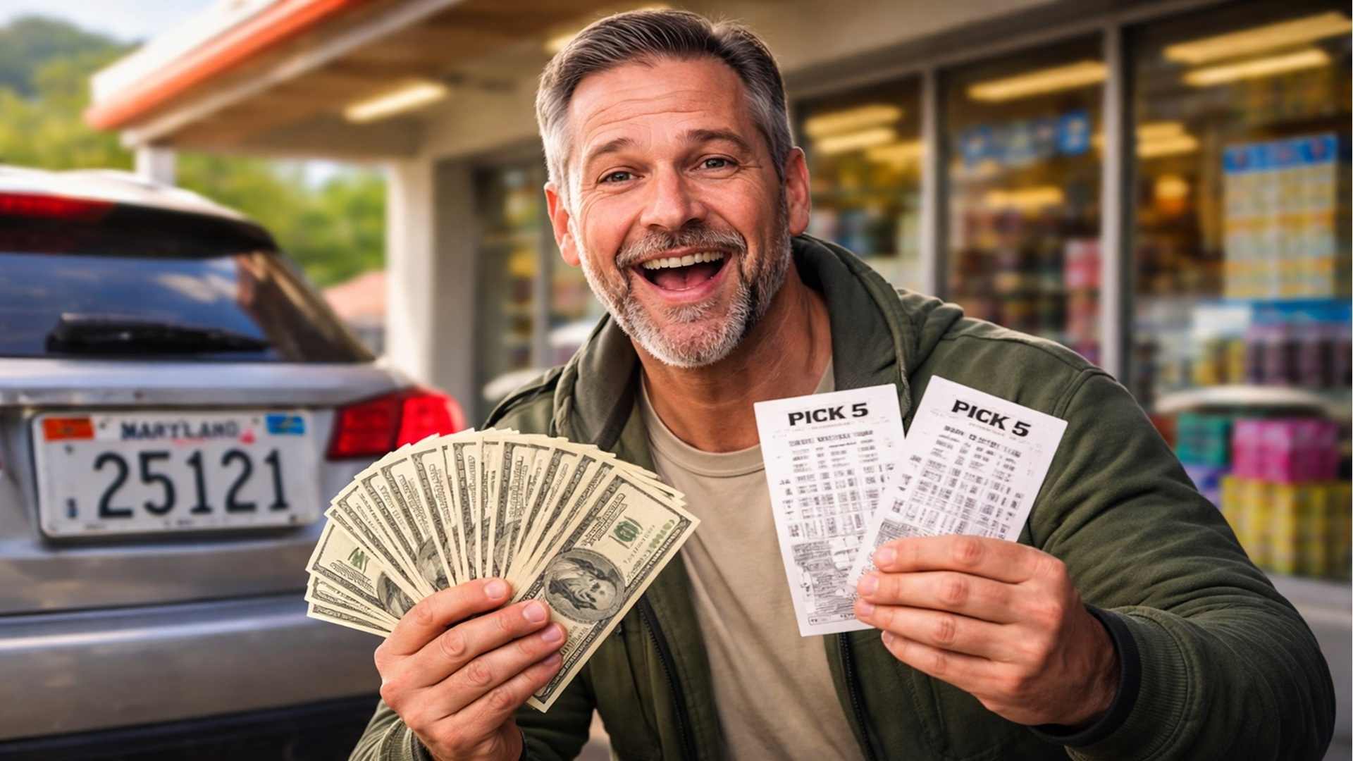 Homem usa números vistos em placas de veículos, aposta na Pick 5 e ganha dois bilhetes premiados que somam US$ 100 mil.