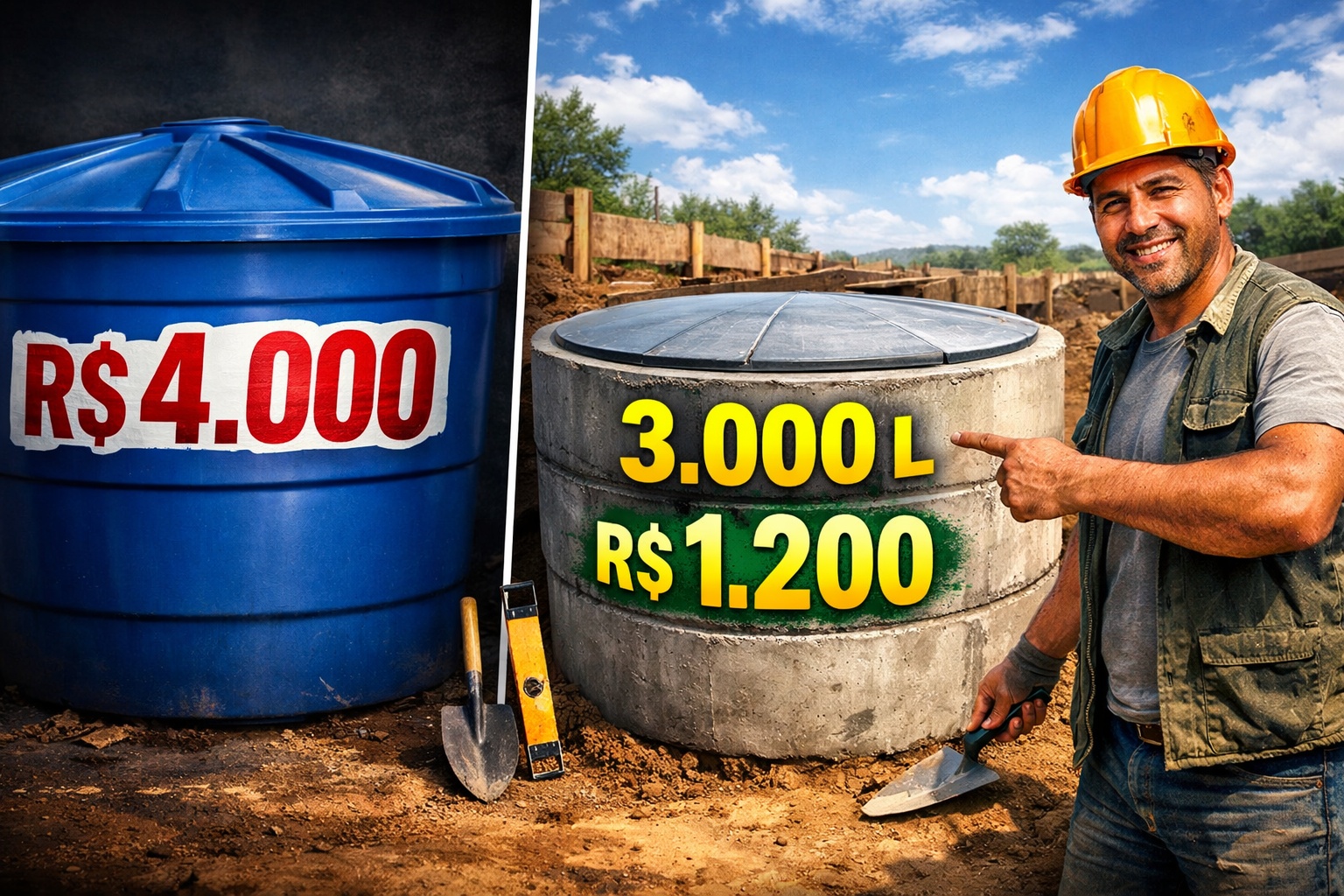 Chega de pagar R$ 3.000 em caixa d’água: Pedreiro ensina como fazer reservatório de 3.000 litros com anéis de concreto por menos de R$ 1.200 e estrutura que dura décadas