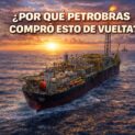 Buque FPSO de Petrobras en el mar durante el atardecer, representando la recompra de campos petroleros y su impacto en el sector energético de Brasil